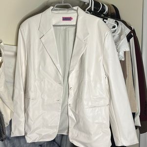 Faux leather white blazer from edikted
